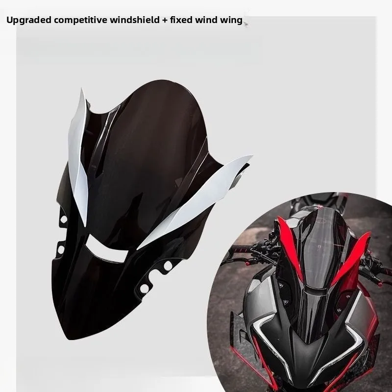 CF450SR Racing Windshield, Heightened Sport Windscreen with Wing, for CFMoto 450SR Motorcycle Windshield Replacement