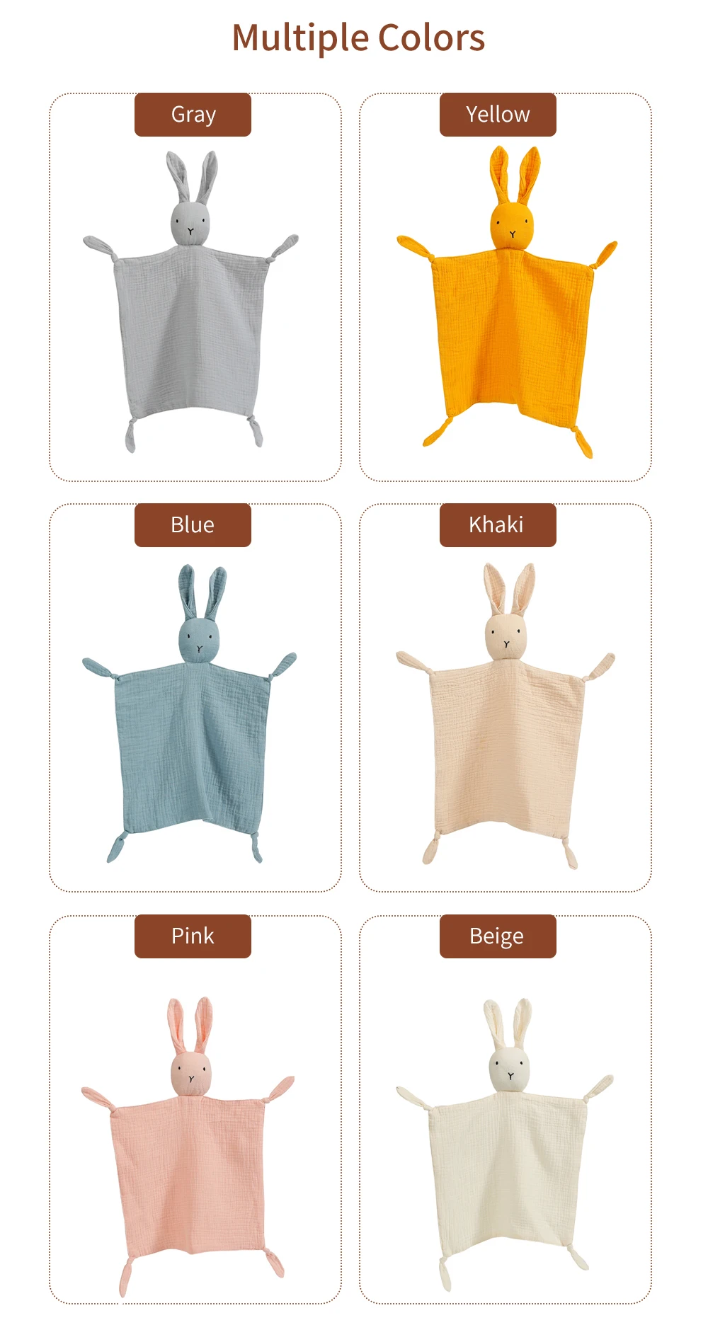 Musselin Baby Komfort Handtuch Baumwolle Tröster Decke Weiche Neugeborene Schlaf Puppen Kinder Mode Schlaf Spielzeug Beruhigen Beschwichtigen Handtuch Lätzchen – Detail 12