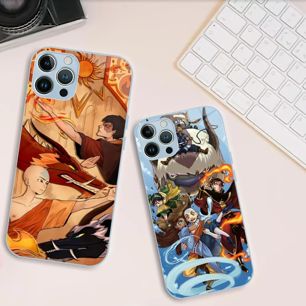 Cartoon Avatar The Last Airbender Phone Case For iphone Tempered Glass 11 14 12 13 Mini Pro Plus X XS MAX XR Cover