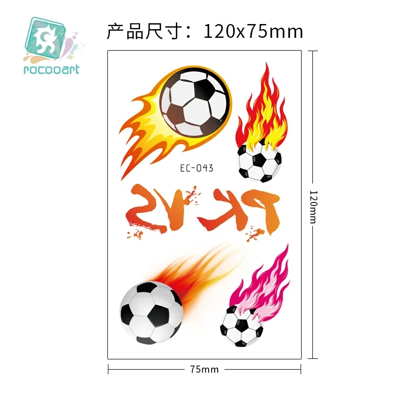 Rocooart Football Kids Temporary Tattoo Sticker Colorful Soccer Fake Tatoo Flash Tattoo Waterproof Small Body Art For Child