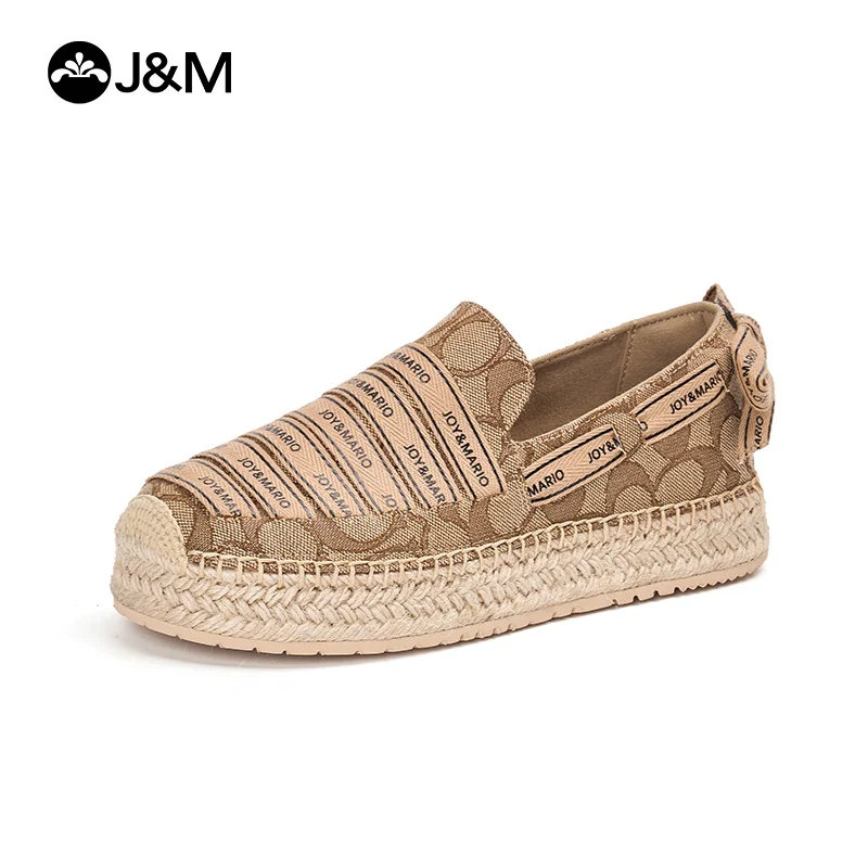 J&M 2024 Women Loafers Fisherman Shoes Summer Spring Cloth Shoes Fashion Platform Espadrilles Slip-On Casual Shoes Black Sneaker