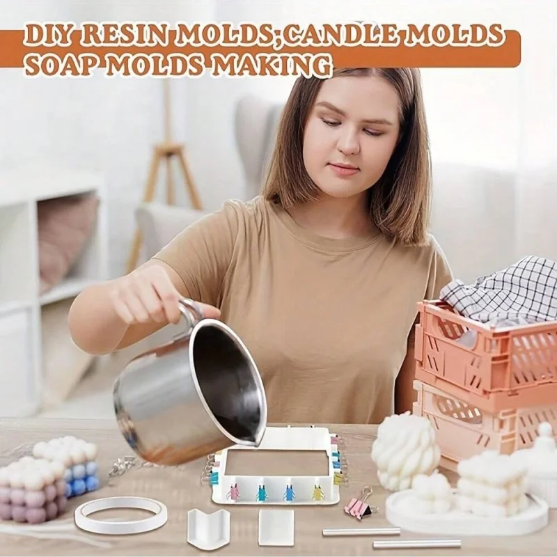 إطار شل قالب قابل لإعادة الاستخدام وقابل للتعديل، مجموعة تصنيع قوالب راتينج السيليكون، قالب صابون الشموع مع الموثق، أداة المجوهرات