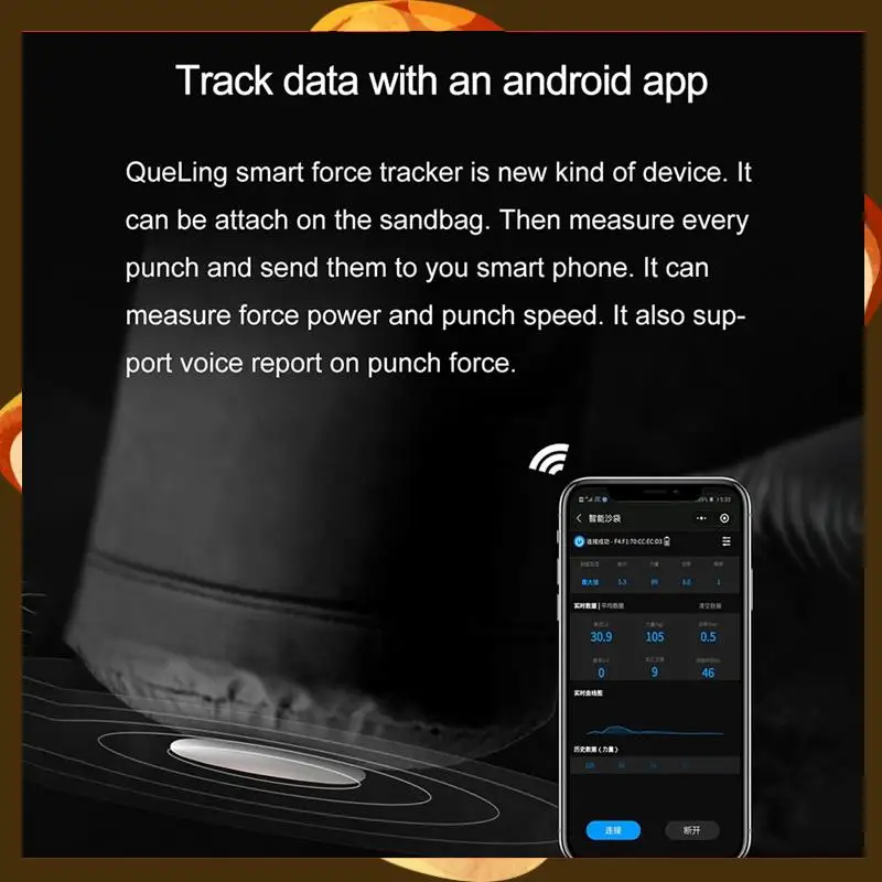 

Smart Force Tracker Boxing Dynamometer Punching Bag Power Meter Speed Test Boxing Kick Sensor Dynamometer White-T34C