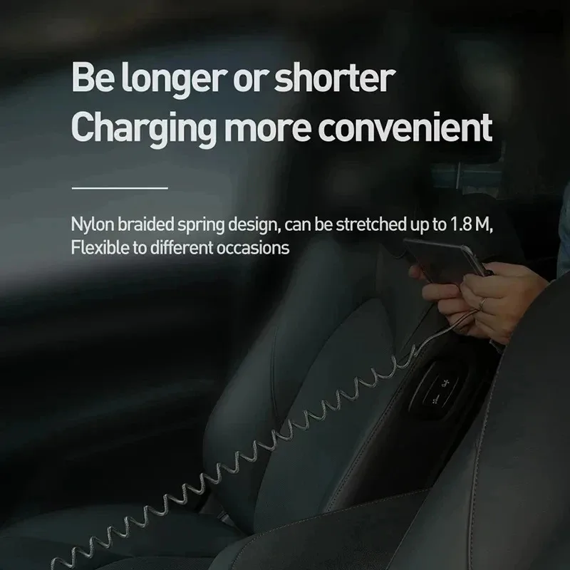 Для Apple 30 Вт USB-кабель для быстрой автомобильной зарядки для iPhone 14 13 12 11 Pro Max 8 Plus X XS Пружинный телескопический зарядный кабель Аксессуары
