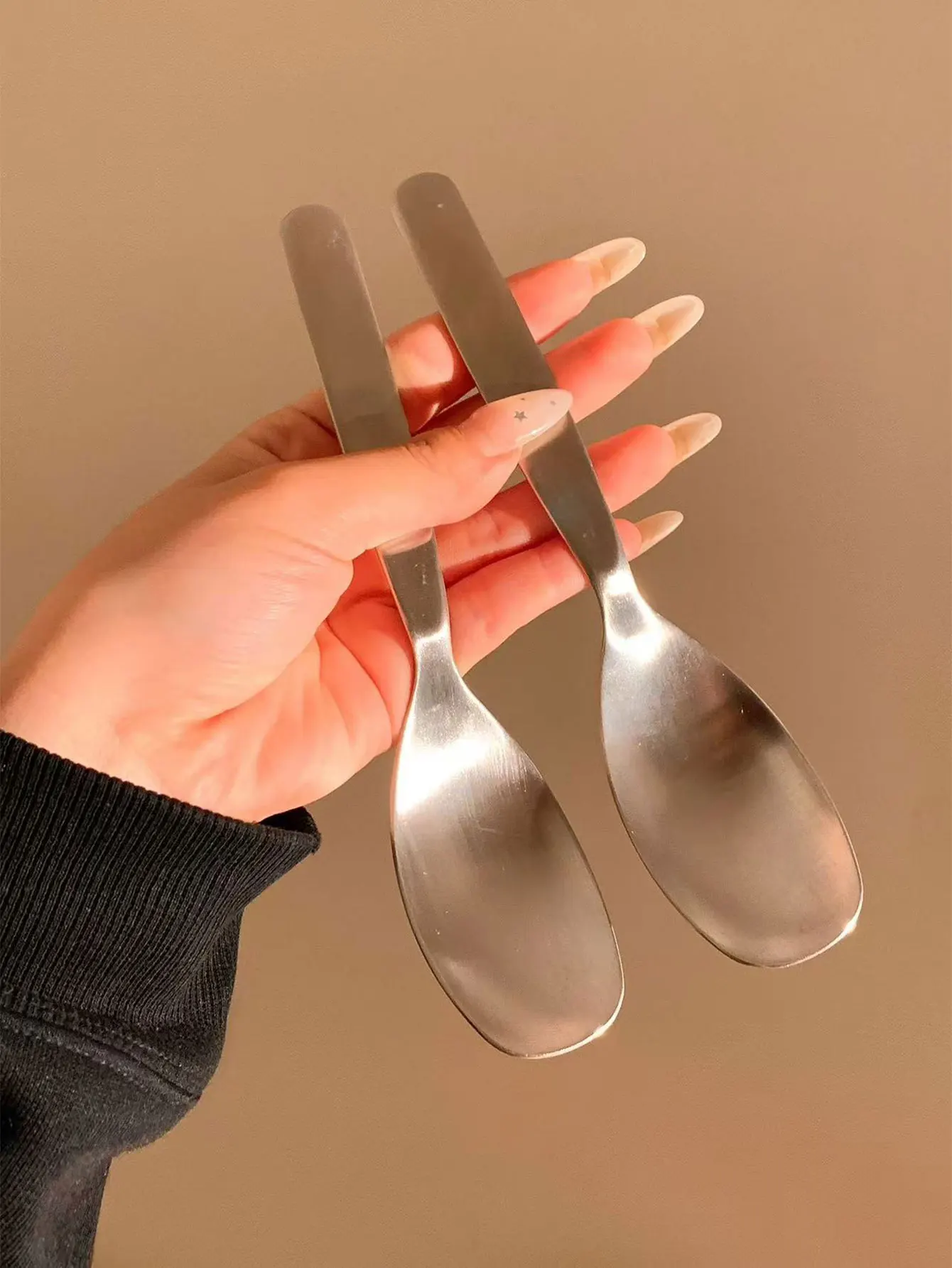 304 Stainless Steel Sandblasted Matte Spoon for Home Use, Eating Spoon, Yogurt Spoon, Watermelon Spoon, Dessert Spoon, Personal Use, 1 Piece