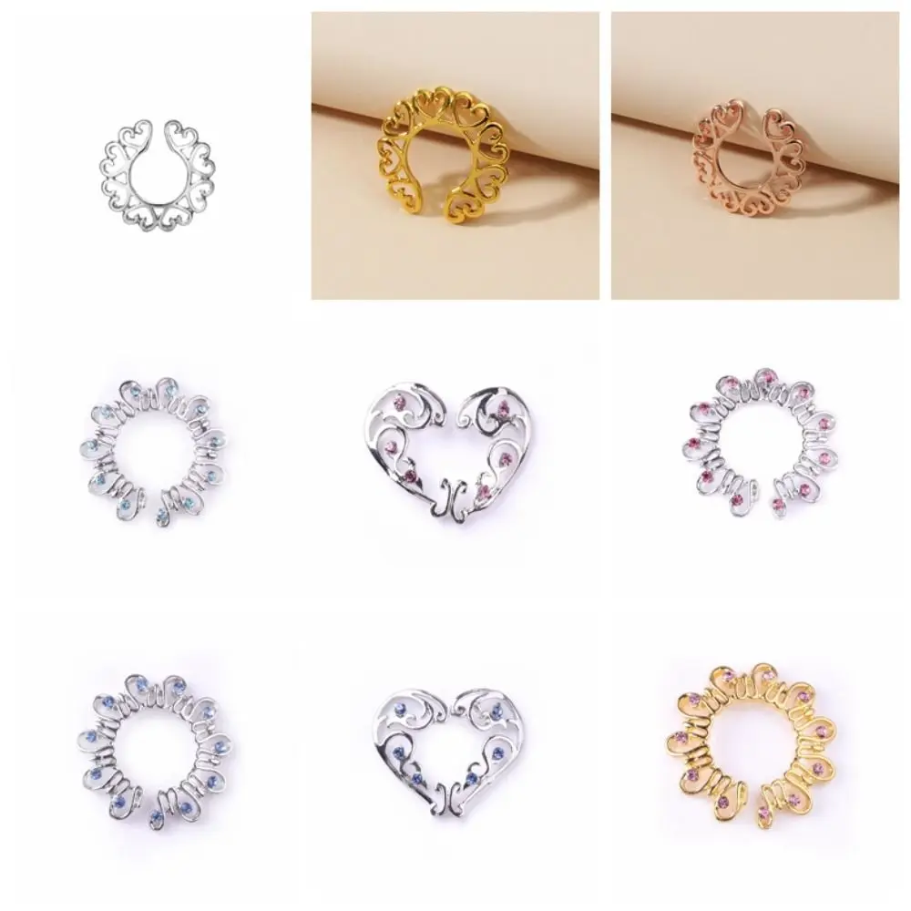 Непирсинг Круглое искусственное кольцо для сосков Любовь Гальваника Сексуальный зажим для сосков Невыцветающий цветок Непирсинг Поддельное кольцо для сосков Ежедневно