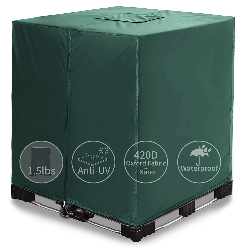 

IBC Water Tank 330 Gallon Tote Cover Zipper 420D Heavy Sunscreen Material 1000L Outdoor Garden Protection Cover