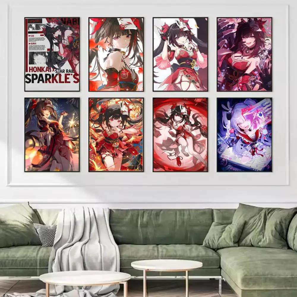 Anime H-Honkai Star Rail Sparkle Poster Trendy And Easy-to-Apply Wall Art Stickers For Home Decor And Dorm Room Walls