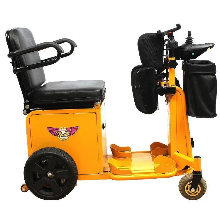 كرسي متحرك كهربائي قائم للمشي بمساعدة مشاية إعادة تأهيل واقفة للمعاقين سكوتر بأربع عجلات مظلي #4