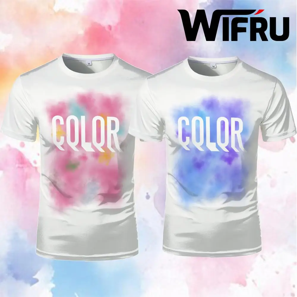 

WIFRU Gradient Cloud Print T-shirt Simple Letter Pattern Casual Short-sleeved Top Breathable Men's And Women's Sports T Shirt