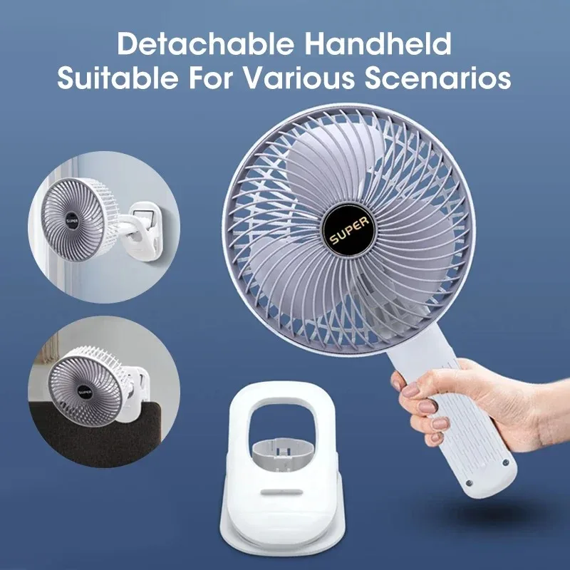 Mini Clip Fan Multifunctional Desktop Fan With Clip Rechargeable Portable Wall-Mounted Fan Mini Foldable Fan 3 Speed Adjustment