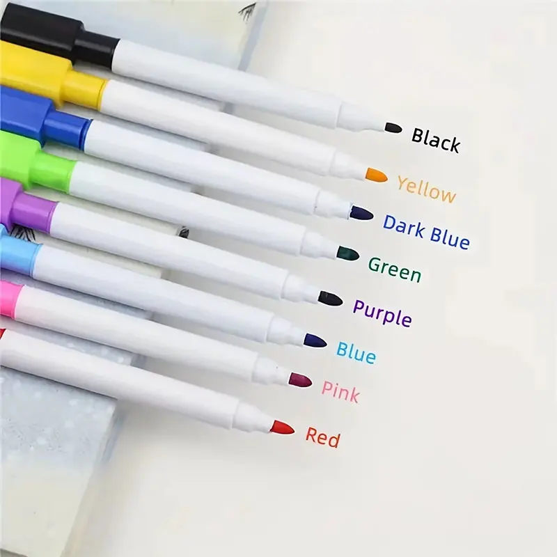 8pcs/Set Multi-Functional WhiteBoard Pen Portable Durable With Brush Water-based Small Erasable Markers Office School Supplies