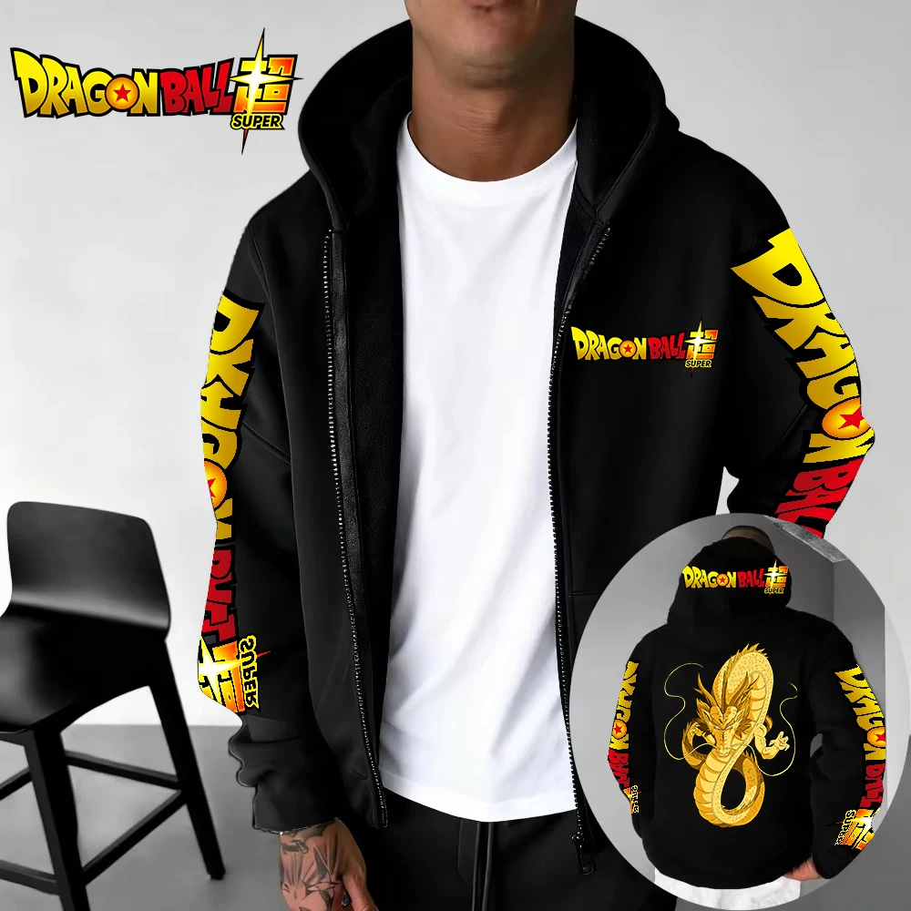 2025 Otoño/Invierno impreso puro algodón moda cremallera Sudadera con capucha Dragon Ball serie Anime cremallera Sudadera con capucha estilo japonés Anime