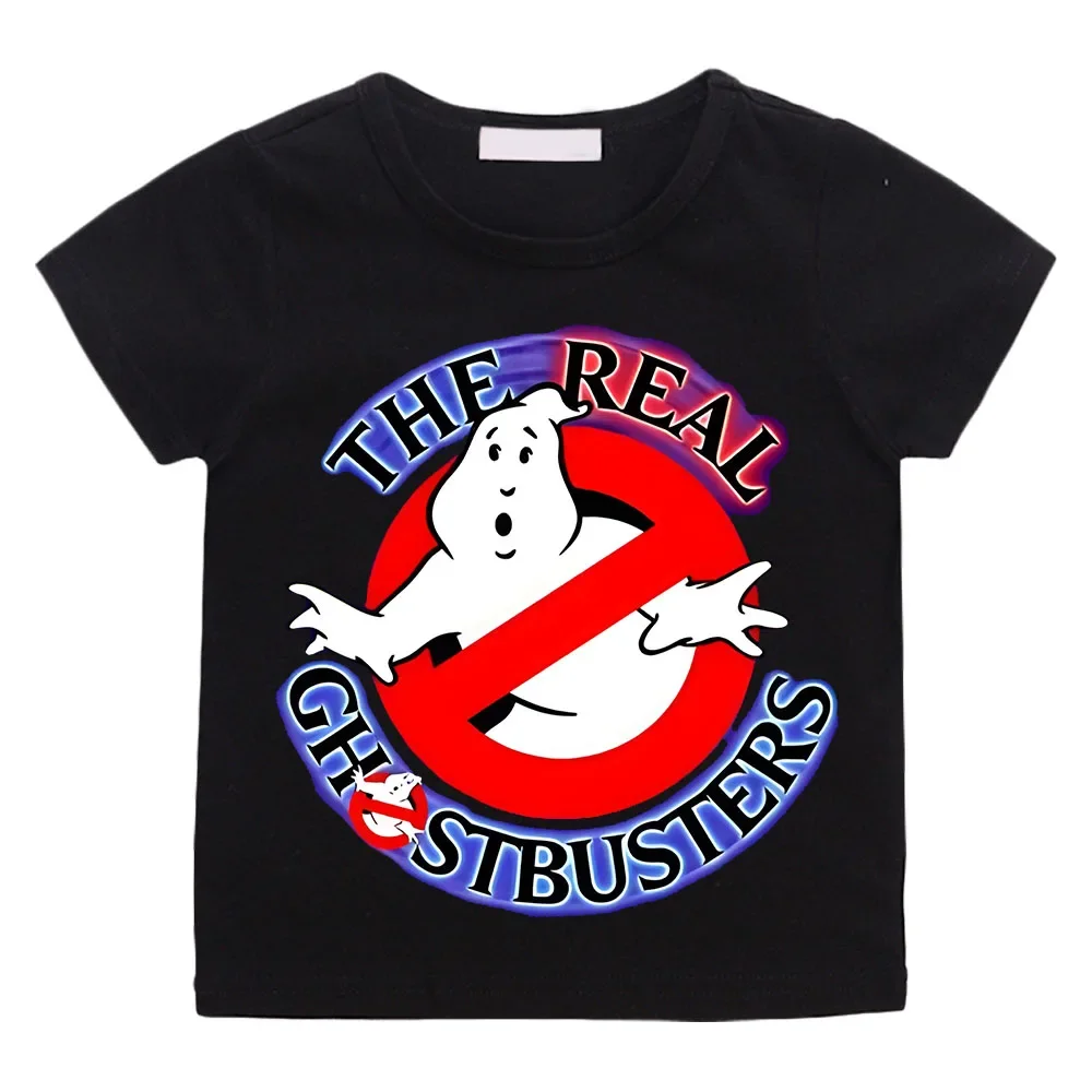 Cartoon Cotton T-Shirt for Boys And Girls 4-14t Funny Ghostbusters Game Print Short Sleeve Summer Children's Animation Costume