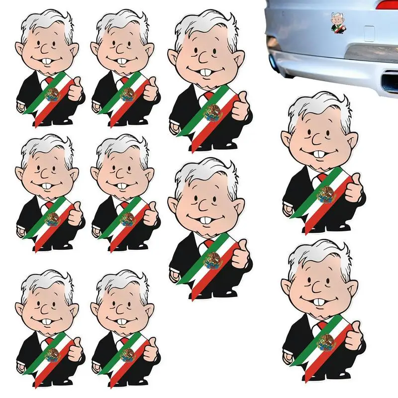 Funny Bumper Stickers Amlito Lopez Obrador AMLO Decal 10PCS Sticky Decor Self-Adhesive Decals Cars Bumper Window Laptops Luggage