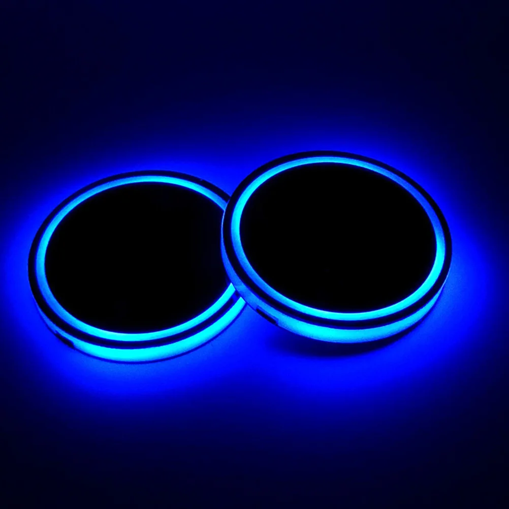 

2pcs Led Cup Mat For Car Universal Anti-Slip Waterproof Solar Usb Charging Colorful Light-Up Coaster For Vehicle Home Cafe