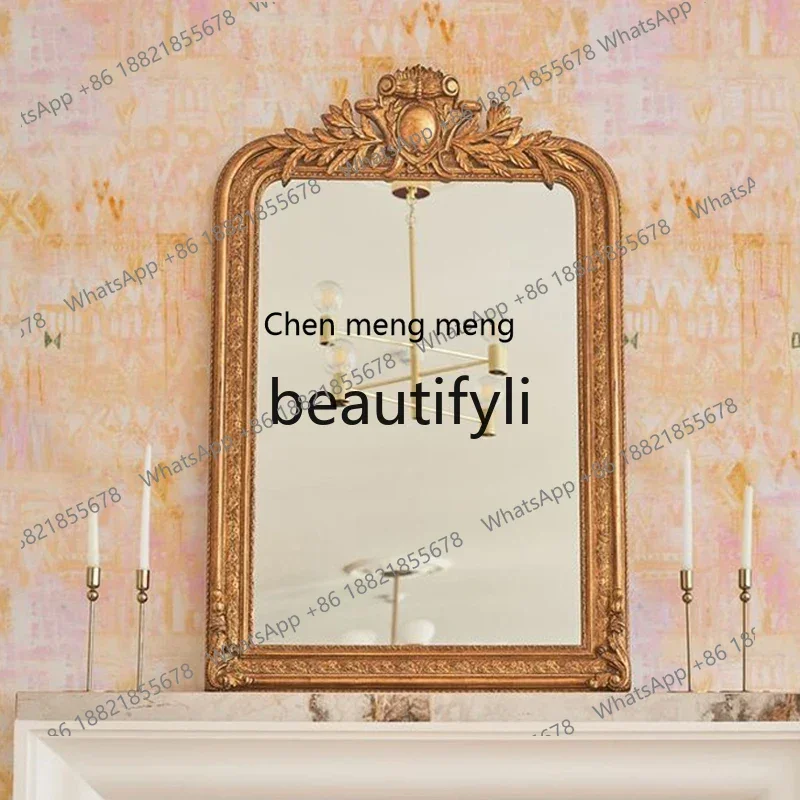 French bathroom mirror home bedroom art makeup mirror vintage, dining side porch fireplace carved decorative mirror2936