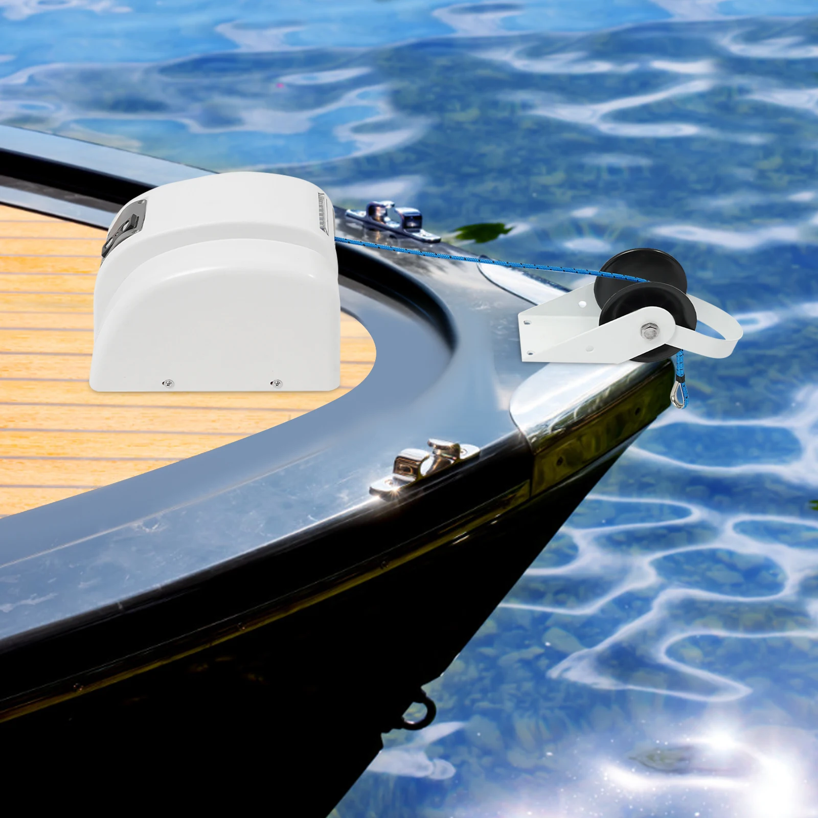ونش مرساة كهربائي للقارب مع جهاز تحكم عن بعد ونش مرساة كهربائي أبيض للقوارب <7.3 م