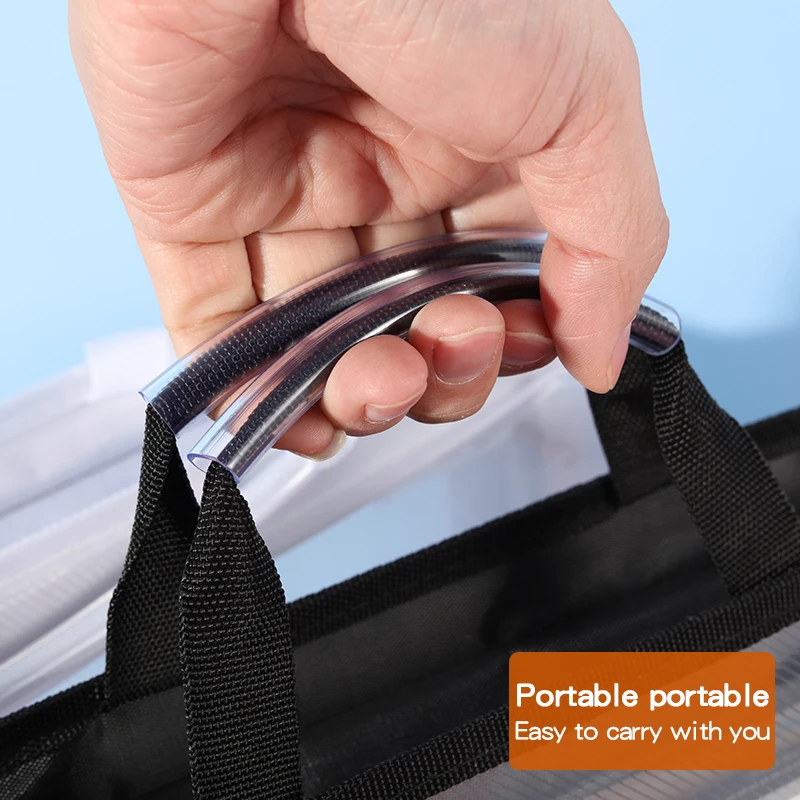Transparent A4 Handbag Six Colors Large Capacity Waterproof Documents Students Business Portable Bag image 3
