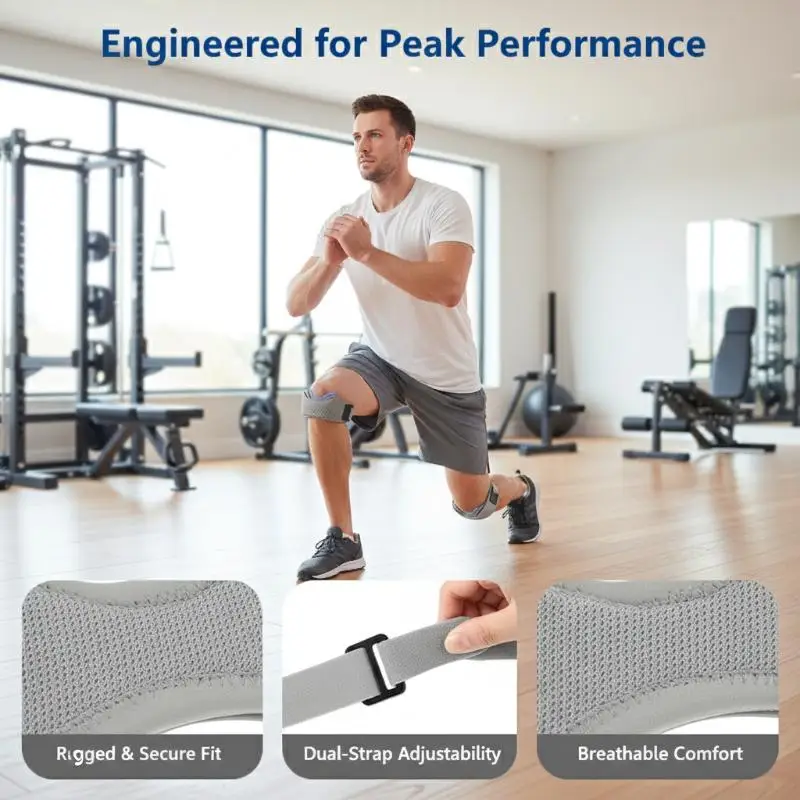 1Pcs Silicone Patellar Tendon Support Strap Adjustable Knee Support Pads For Men Women Sports, Running, Tennis, Jumpers Knee