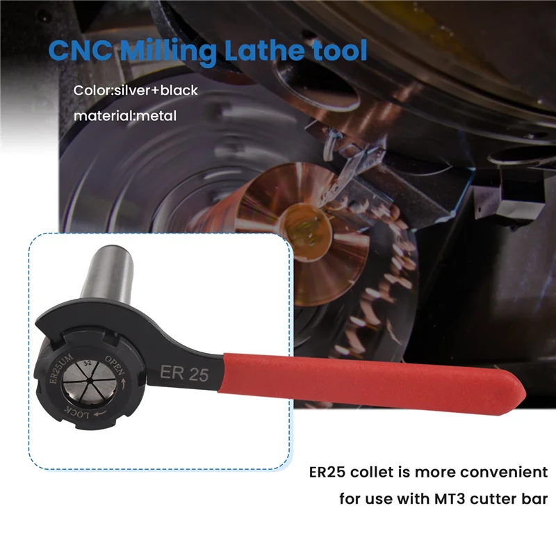 

A96I-9Pcs Er25 Spring Collets+1Pcs Mt3 M12 Er25 Collet Chuck Morse Taper Holder For Cnc Milling Lathe Tool