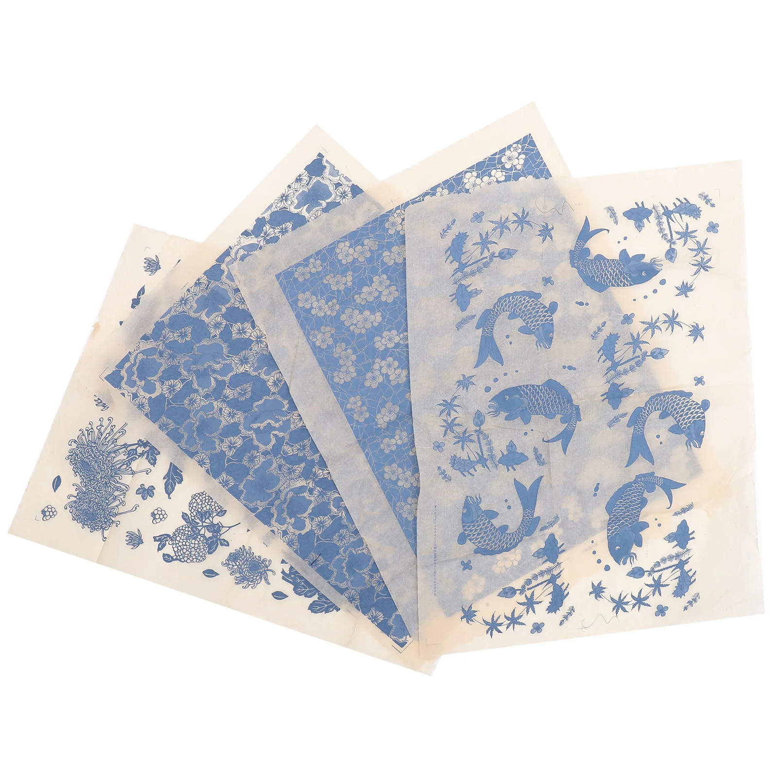 Calcomanías de cerámica con estampado de flores, papel de transferencia de arcilla china, pegatina de porcelana azul