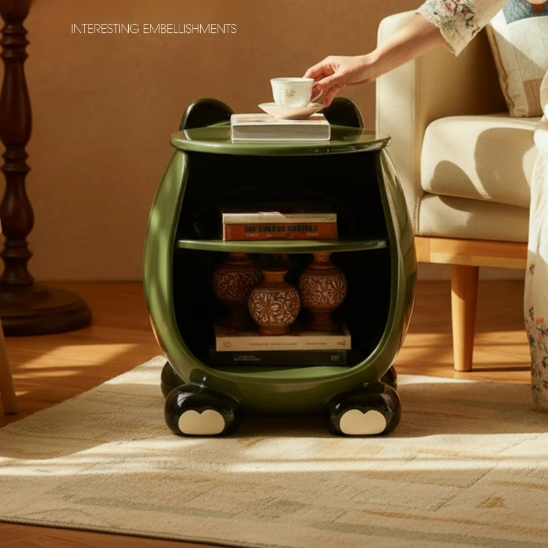

Cute Bear Side Table, Living Room Sofa Shelf Organizer, Modern Minimalist Healing Design, Small Tea Table Accent Piece for Home