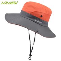 Summer Boonie Bucket Hats For Women's Fisherman Hats With Wide Brim Ponytail Sun Fishing Bucket Hat Breathable Mesh Quick Dry