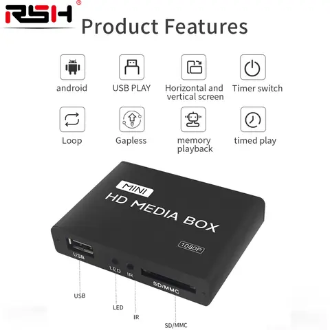 RSH Media Player 1080P/4K HD/AD player Media Box iptv Box Video Multimedia Player Full HD for USB storage MMC/SD/SDHC card