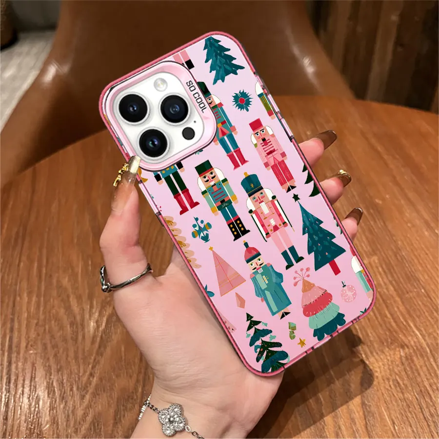 컬러풀한 호두까기 인형과 크리스마스 요소 아이폰 17에서 11 프로 맥스 플러스용 폰 케이스