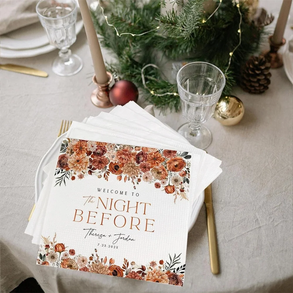 

50PCS The Night Before Napkins | Rehearsal Dinner Napkins | Custom Wedding Napkins | Personalized Engagement Napkins | Bridal Sh