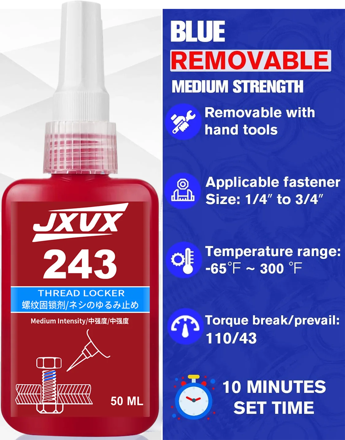 10 PCs Medium Strength Wire cutters, Blue Thread Locking Sealing Agent, 50 ml Anaerobic Glues, screws Loosening Glue, Quick Fixing, Quick Hardening Wire cutters Adhesive.