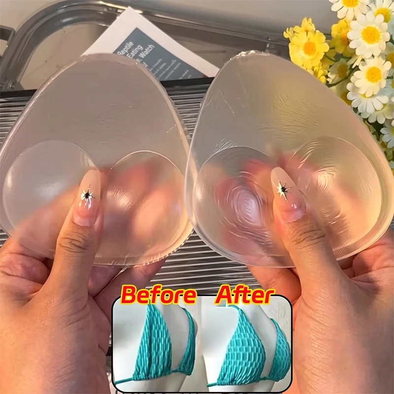 Picture 3: 1 Pair Elegant Silicone Bra Inserts - Invisible Reusable Push-Up Pads, Suitable for Bikini Halter Swimsuit, Seamless Bra Shape E