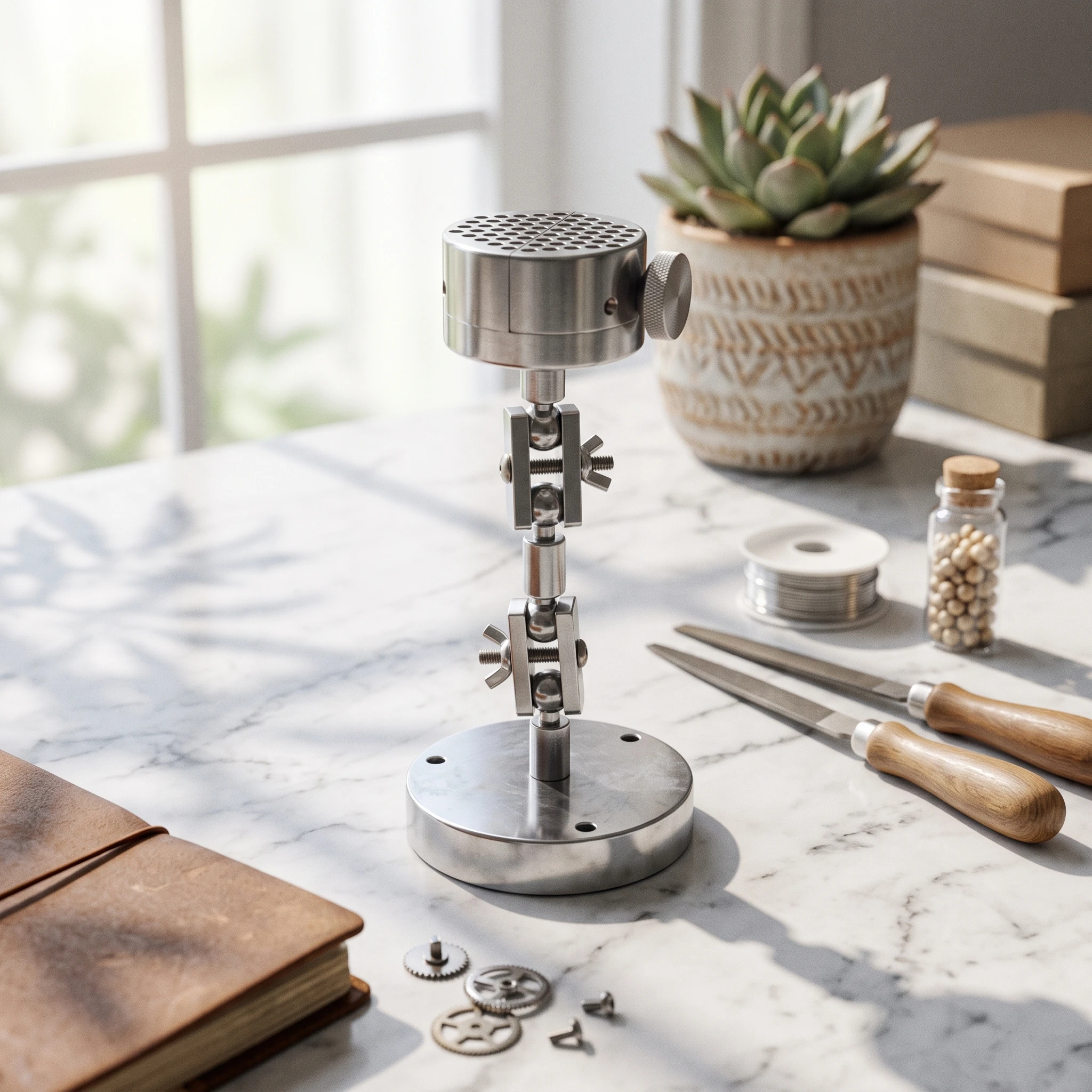 Clamping Fixture with Round Base Precision Adjustable Hand Clamp Table Vice Metal Tool Heavy-Duty for Jewelers, Jewelry Making