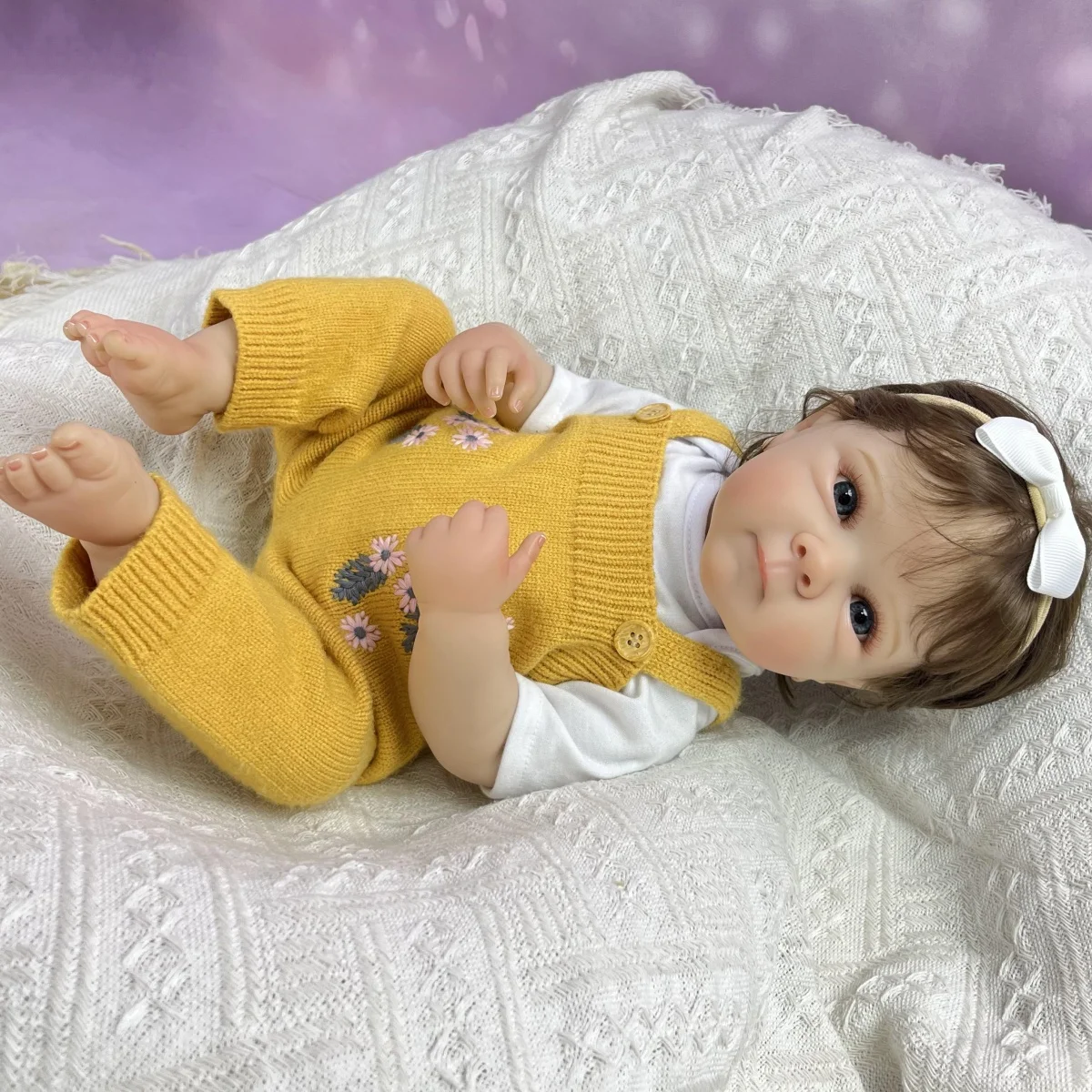 19 Inch 48 CM Full Vinyl Body Reborn Baby Girl Doll Toy with Rabbit Clothing Lifelike Handmade Fashion Birthday Gift