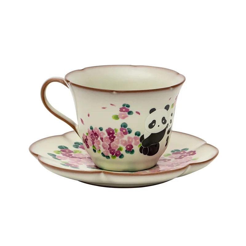

Panda tea coffee cup household afternoon tea ceramic cup and saucer combination office women's special drinking cup