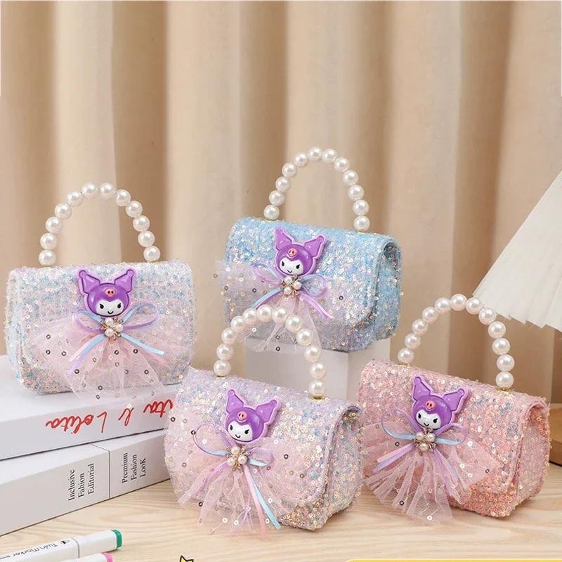 

Kuromi косметичка с героями мультфильмов, детская сумка с бантом и жемчугом, портативный кошелек принцессы для девочек, сумки для женщин, каваи, мультфильм