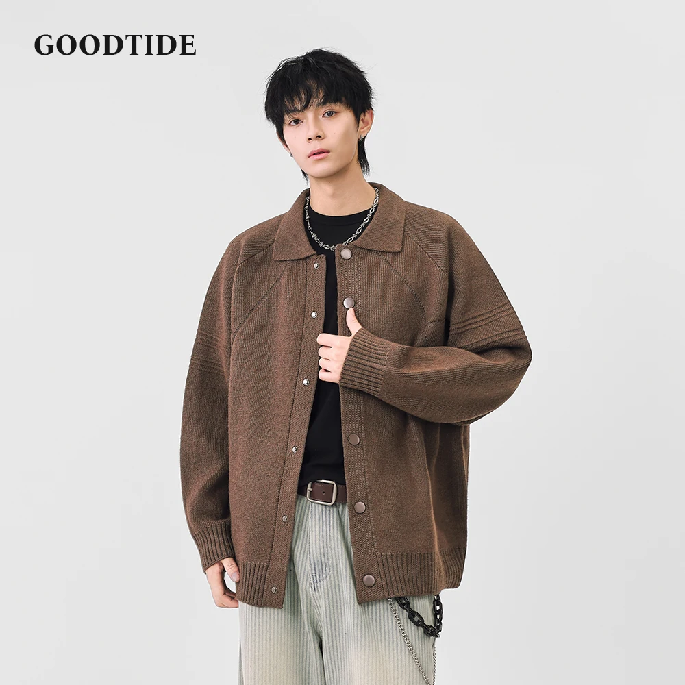 Fashion Men's Casual Polo Collar Cardigan 2025 Winter New Knitted Jacket Button Front Comfortable Soft Long Sleeve Outerwear Top