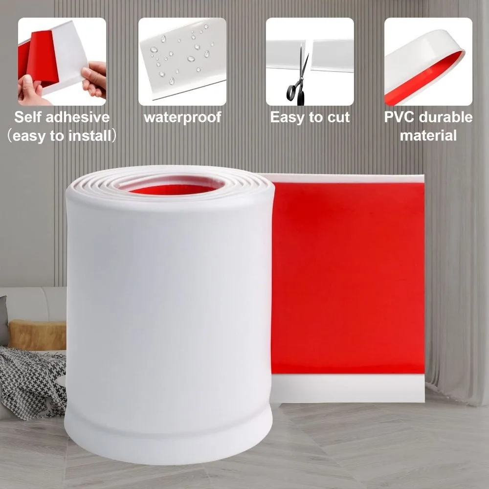 ديكور المنزل PVC اللوح صب تقليم مرنة الفينيل الخصر خط خلفية ذاتية اللصق مقاوم للماء التفاف خط غرفة المعيشة