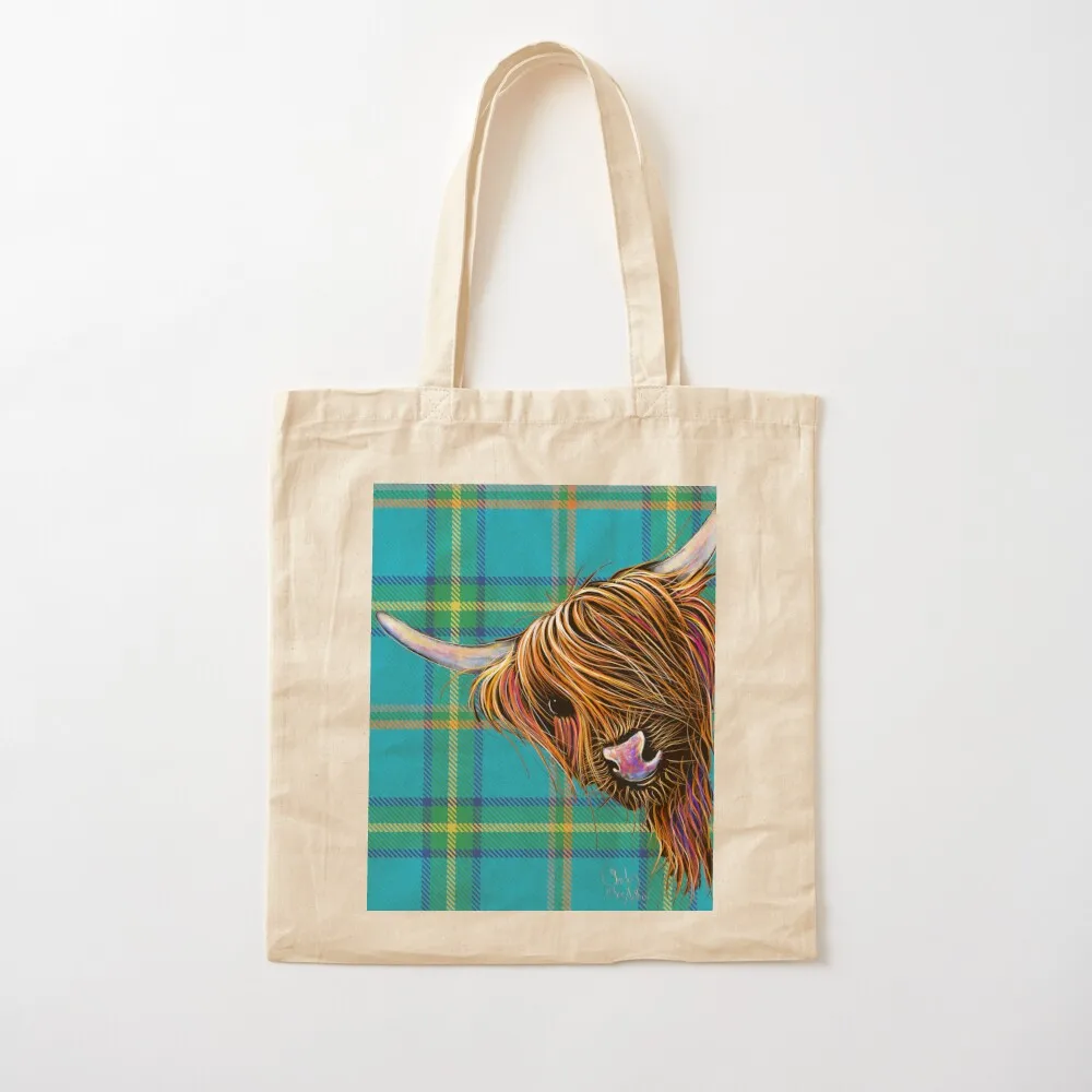 SCoTTiSH HiGHLaND CoW ' TaRTaN NooDLeS B ' by SHiRLeY MacARTHuR Tote Bag university shopper bag tote bag