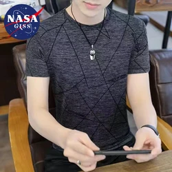 NASA GISS Summer Short sleeved T-shirt Men's Thin Casual Half sleeved Top Ice Feeling T-shirt Men's 4-color T