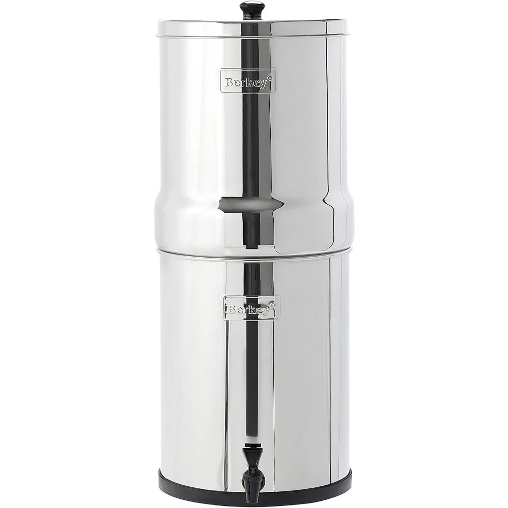 Gravity-Fed Stainless Steel Countertop Water Filter System 3.25 Gallon with 2 Authentic Black Berkey Elements BB9-2 Filters