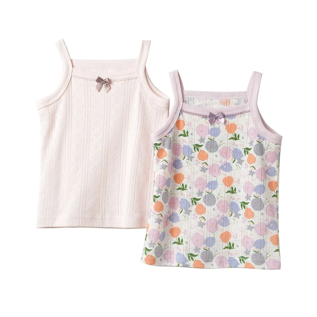 Baby Girls summer cotton strape Children's  Mesh Vest soft Summer clothing 2piece/bag 1-8Y