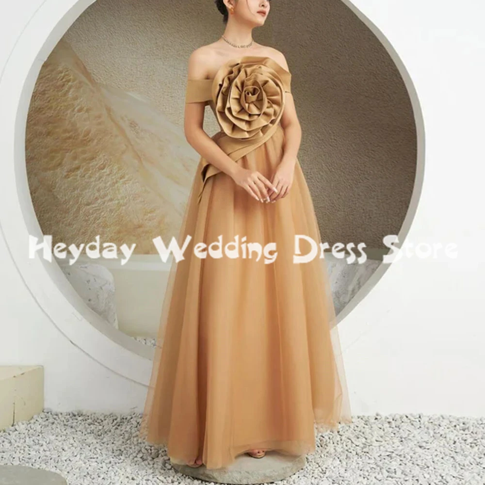 

Heyday женские простые вечерние платья с вырезом лодочкой и 3D цветами трапециевидной формы, без рукавов, длиной до пола, вечерние элегантные платья 2025