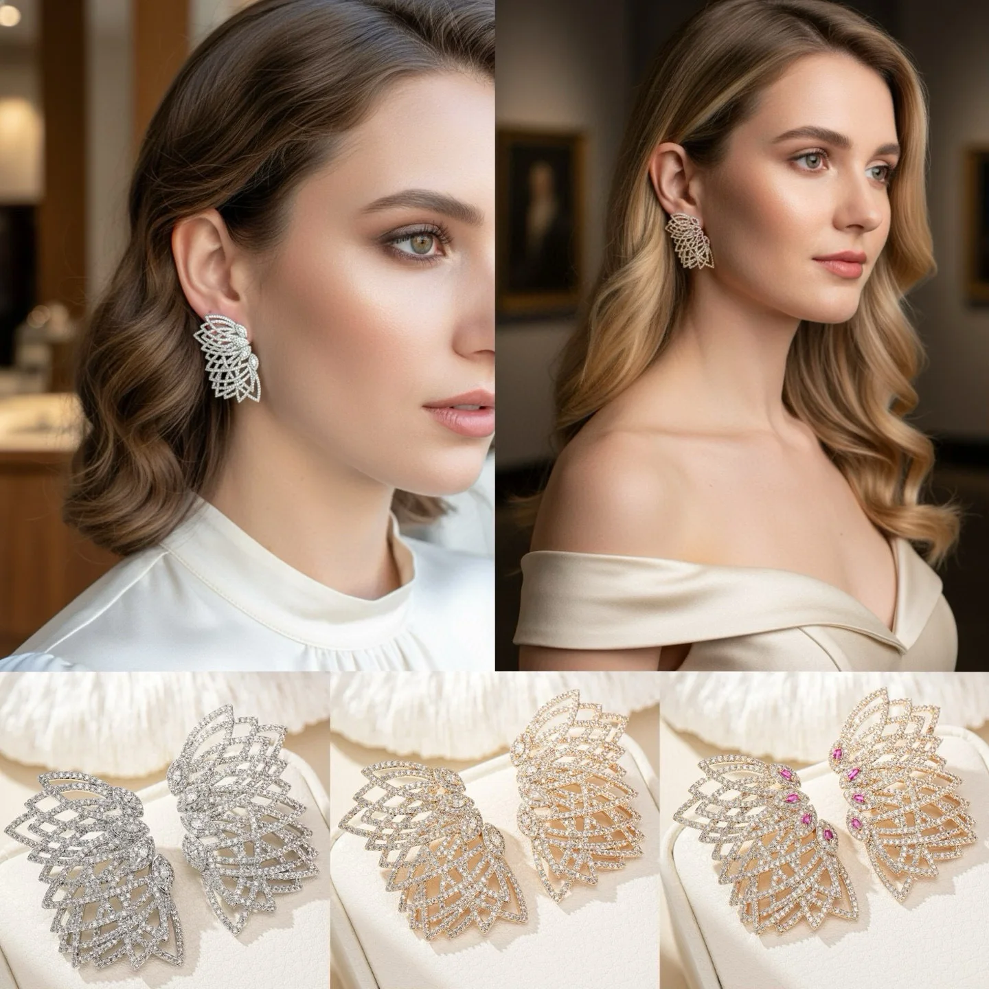 gold-tone-hollow-wing-shape-cz-stud-earrings-women-pave-white-fuchsia-marquise-cz-heavy‑duty-large-banquet-statement-earrings
