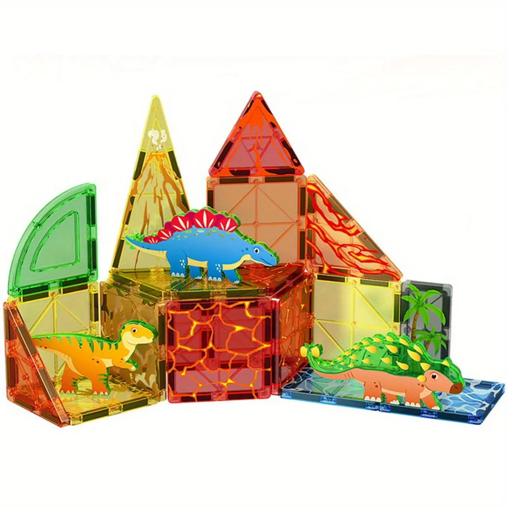 

DIY 32pcs Dinosaur Magnetic Building Blocks - Large STEM Toy Set Creative Magnetic Toys, Children Educational Magnet Toys