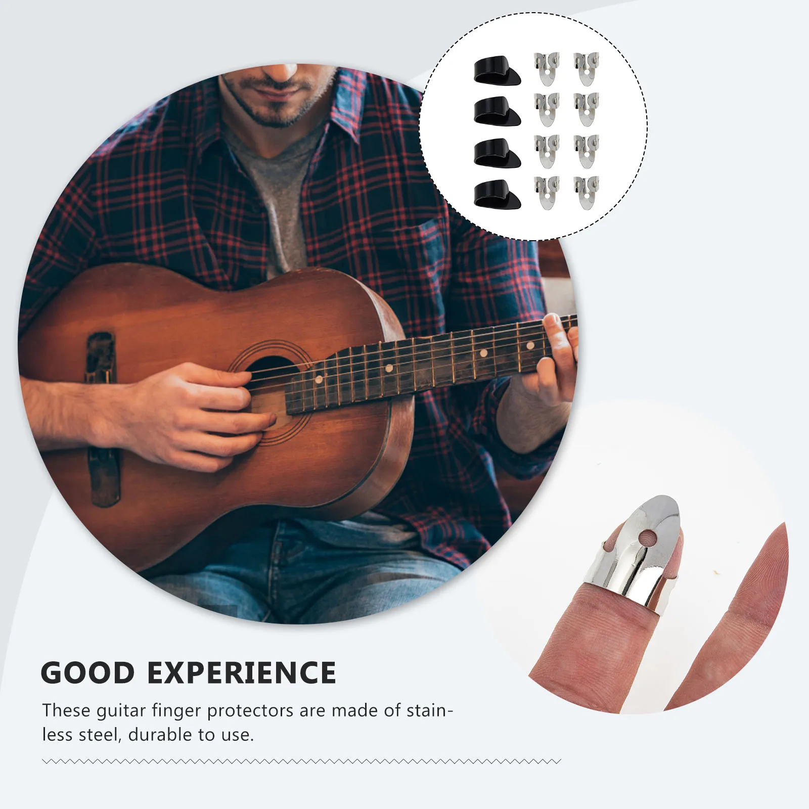 

1 set 1 Set Stainless Steel Guitar Finger Picks Thumb Finger Protector Durable Reusable Practice Tool For Bass Sound Enhancement