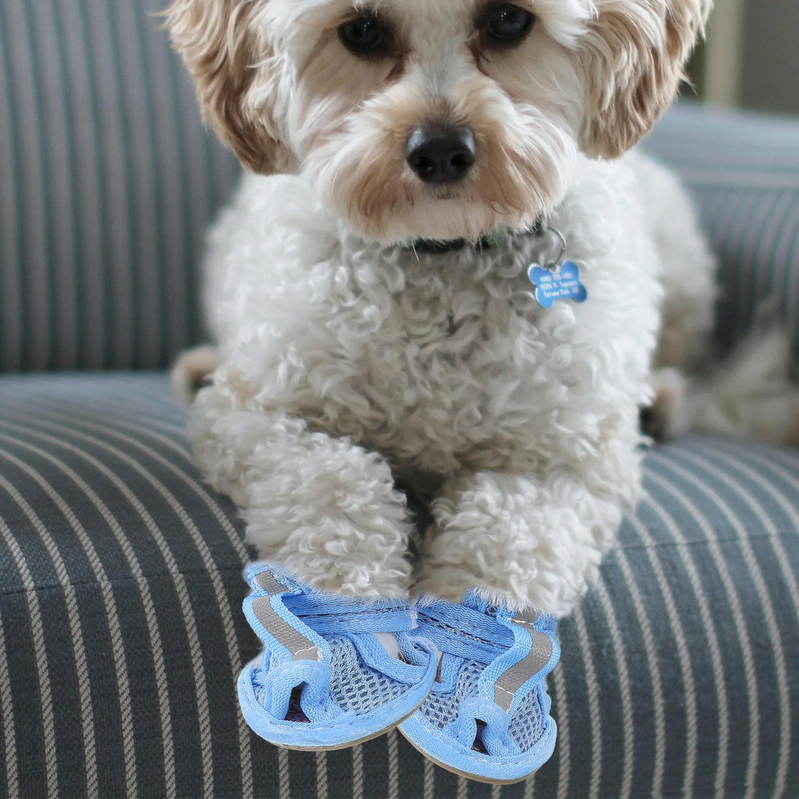 

4pcs Dog Shoes Breathable Mesh Pet Sandals for Hot Pavement Deck Beach Anti Slip Flexible Sole Various Sizes Summer Cooling Dog
