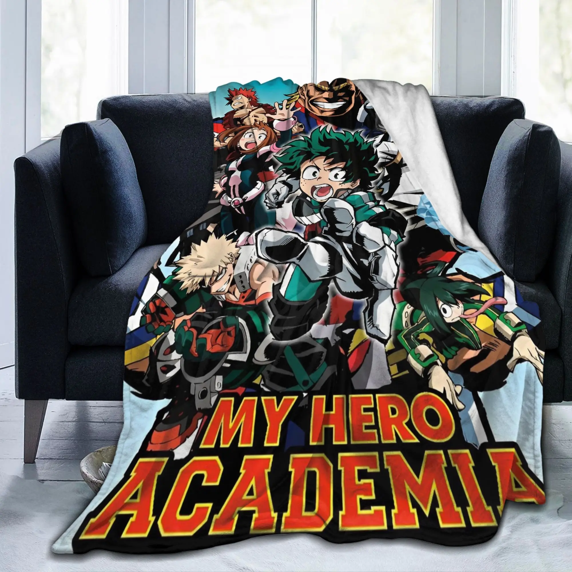 My Hero Academia Blanket Anime Fleece Funny Breathable Throw Blanket for Bedding Lounge Spring Autumn