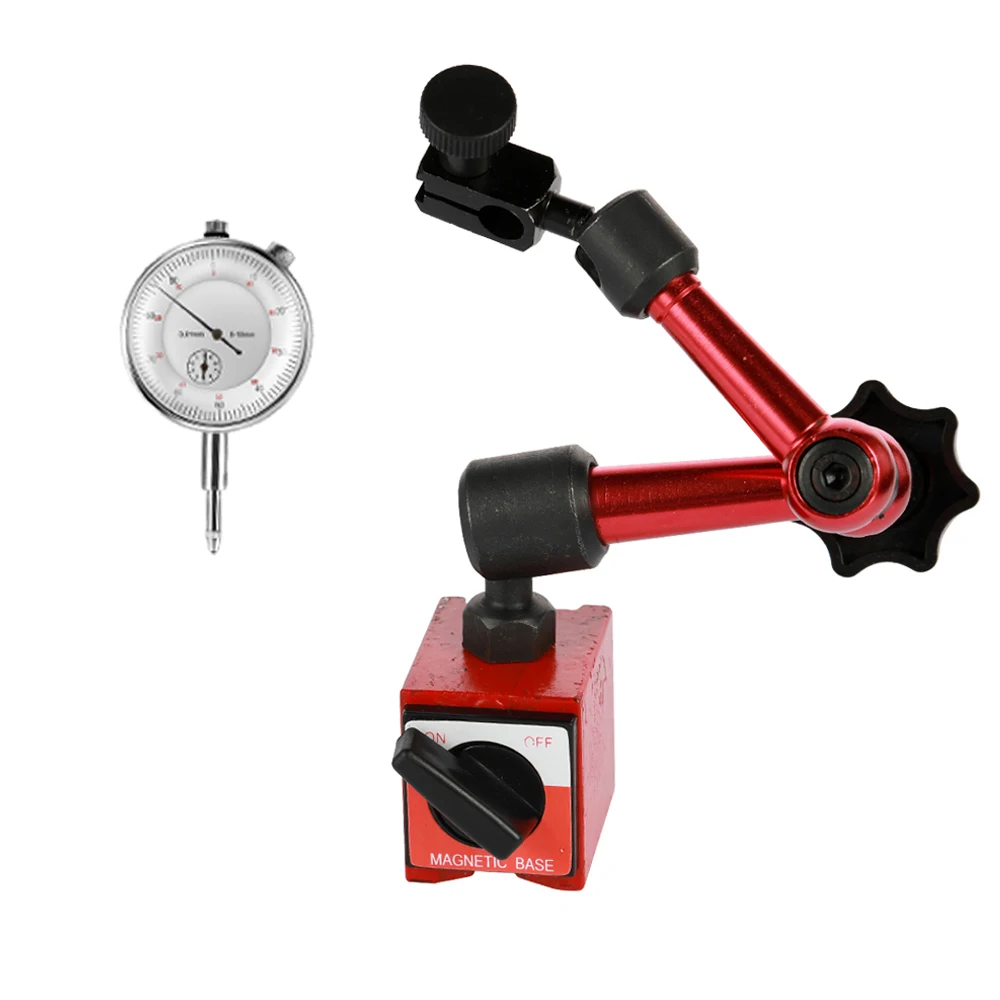 Metal Round Dial Indicator and Mini Flexible Magnetic Base Holder Bracket Tool Kit